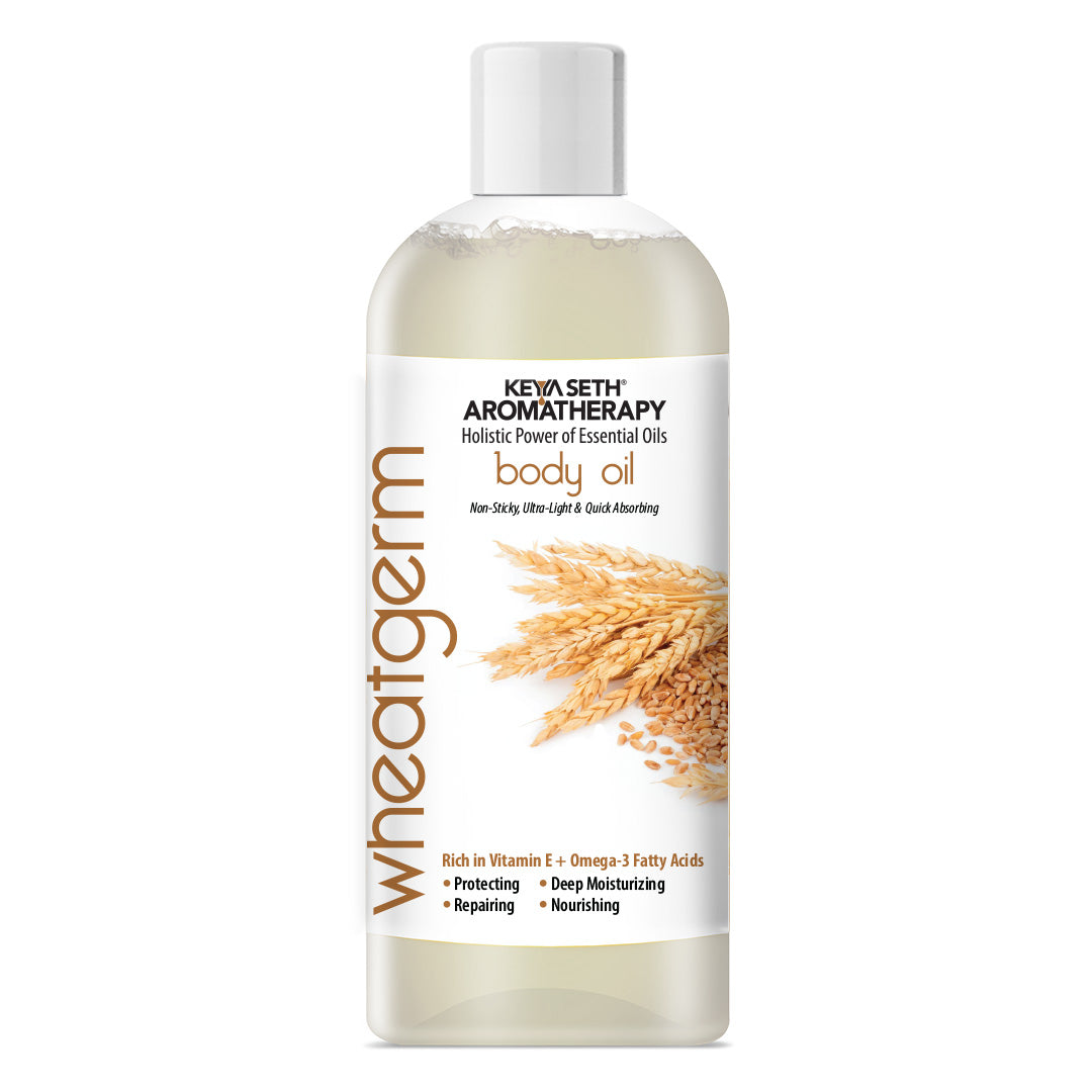 Wheatgerm Body Oil - Protecting, Deep Moisturizing, Repairing, Nourishing; Non-Sticky, Quick-Absorbing - Keya Seth Aromatherapy