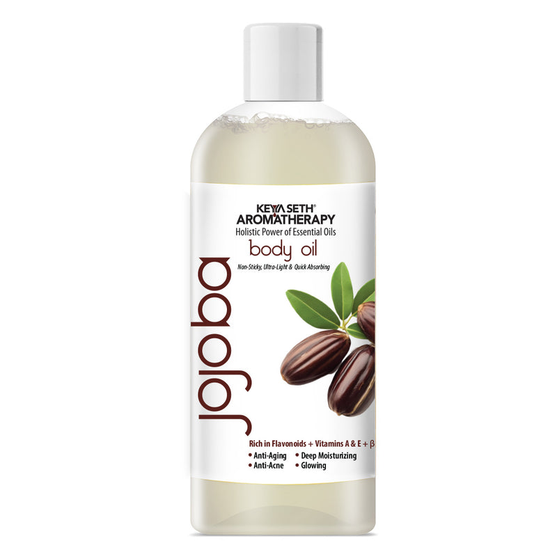 Jojoba Body Oil - Anti-Ageing, Anti-Acne, Deep Moisturizing For Glowing Skin; Non-Sticky, Quick-Absorbing - Keya Seth Aromatherapy