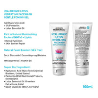 Hyaluronic Lotus Hydrating Facewash, 2 % Pentavitin + Natural Glucoside Foaming, NMFs + Lipids, Skin Barrier Repair, Gentle SLS Free