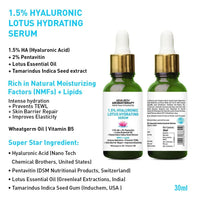 Complete Hydrating & Plumping Kit: Hyaluronic Lotus Face Wash, 1.5% Serum, Gel Moisturizer with 2% Pentavitin + Parsol HS, SPF 30+++ Sunscreen for Intense Hydration & Skin Barrier Repair - Keya Seth Aromatherapy