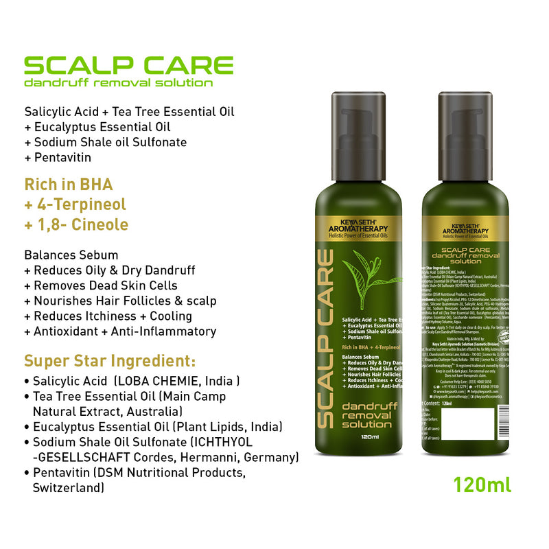 Scalp care Dandruff Removal Solution with Salicylic Acid, Tea Tree & Eucalyptus Oil,Reduces Dandruff & Flakes, Soothes Itchy scalp & Nourishes Hair