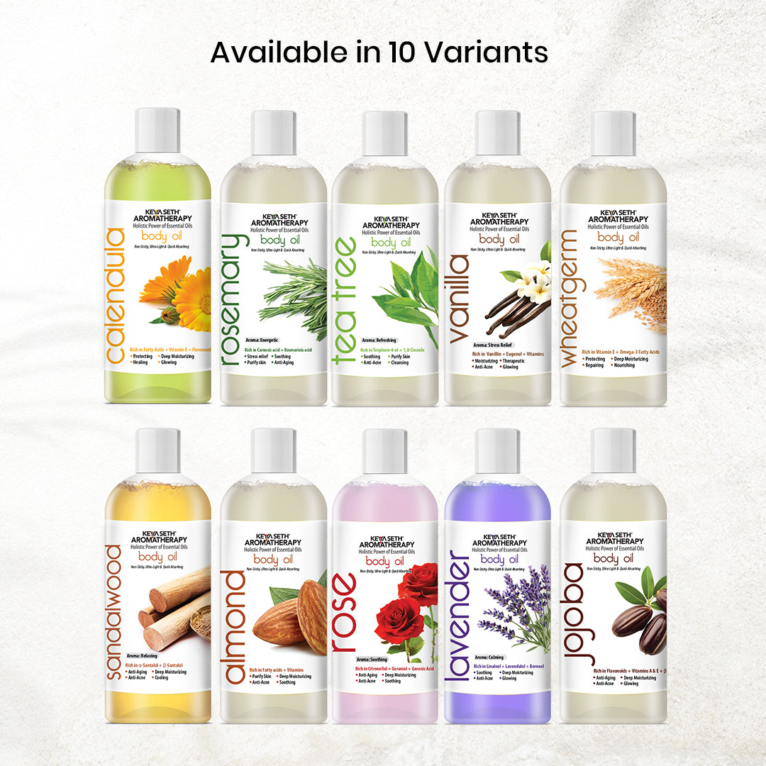 Wheatgerm Body Oil - Protecting, Deep Moisturizing, Repairing, Nourishing; Non-Sticky, Quick-Absorbing - Keya Seth Aromatherapy