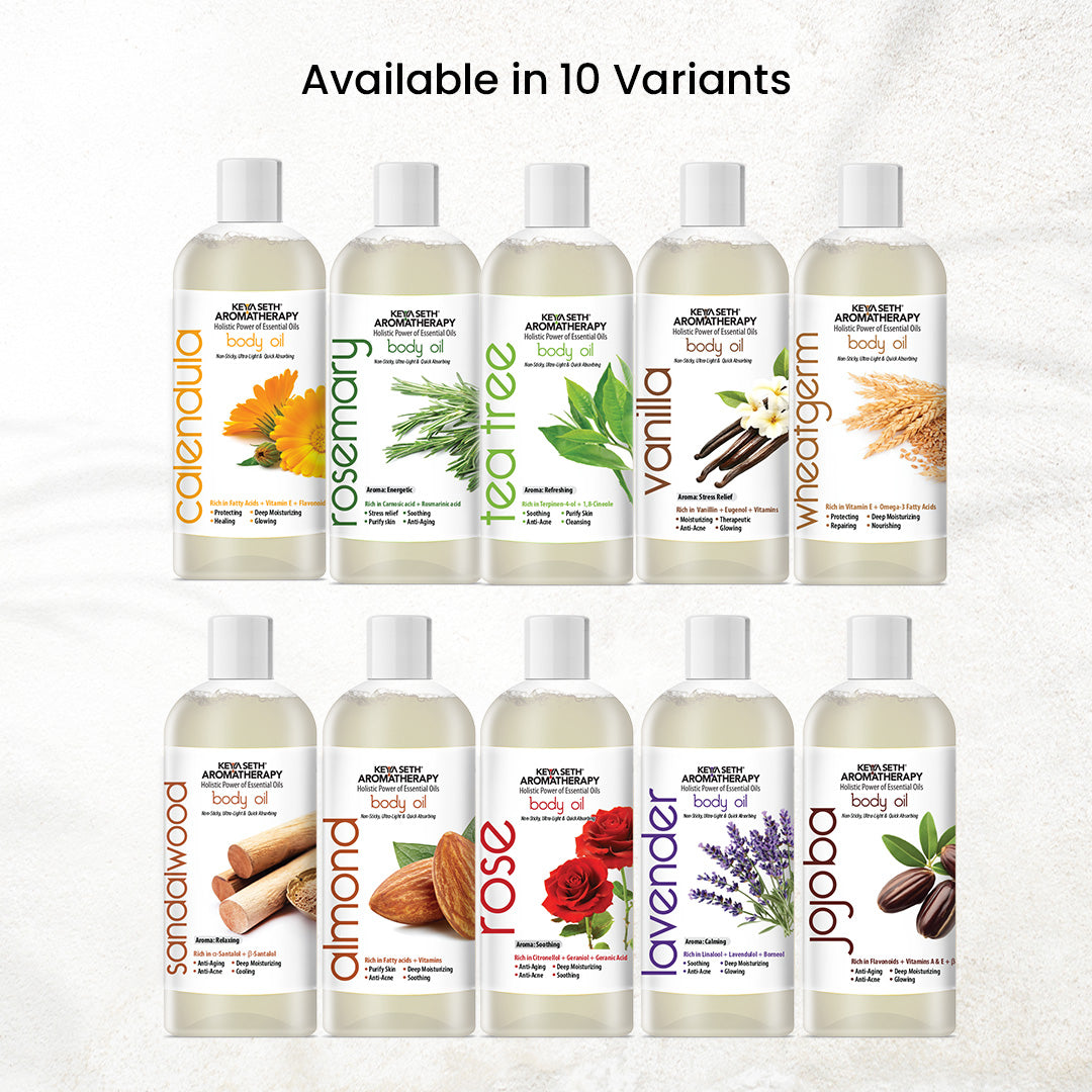 Wheatgerm Body Oil - Protecting, Deep Moisturizing, Repairing, Nourishing; Non-Sticky, Quick-Absorbing - Keya Seth Aromatherapy