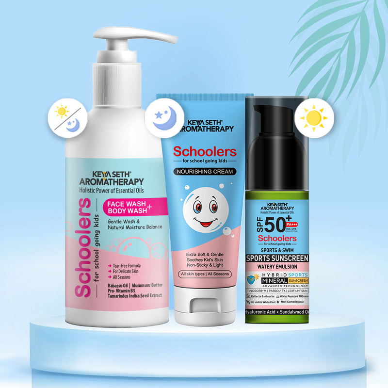 Schoolers SPF 50 PA+++, Kids Sports Mineral Watery Sunscreen Boys & Girls, No White Cast, Water Resistant 180 Mins, Tinosorb M + Parsol TX - Keya Seth Aromatherapy