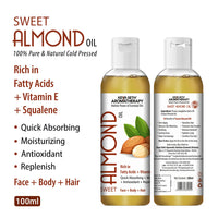 Sweet Almond Oil for Face, Body & Hair – Moisturizing, Anti-Aging, Hair Growth & Scalp Nourishment with Vitamin E & Fatty Acids - Keya Seth Aromatherapy