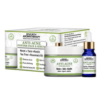 Anti Acne Powder Pack & Serum Facial Kit, Neem Tulsi Kaolin Tea Tree & Rosemary,Absords Excess Oil,Pore Refining,Soothes - Keya Seth Aromatherapy