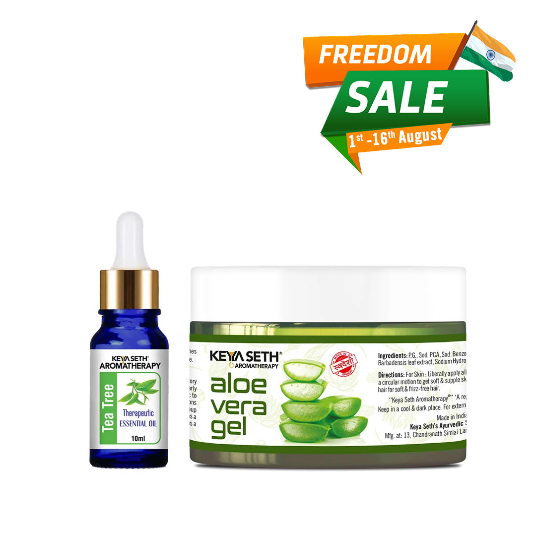 Tea Tree Essential Oil DIY Skincare Kit – Fights Acne, Clears and Tightens Pores, Controls Oil & Redness, Hydrates for Smooth, Blemish-Free Skin - Keya Seth Aromatherapy