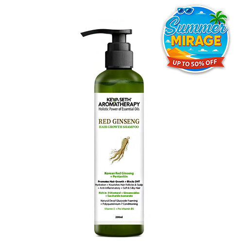 Korean Red Ginseng Hair Growth Shampoo, Blocks DHT, Pentavitin, Decyl Glucoside + Conditioners, Hydration Nourishes Hair & Scalp - Keya Seth Aromatherapy