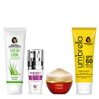 Daily Skincare for Age Defense: Aloe Vera Face Wash, Tetra Serum, Stopage Age Reversal Cream & Umbrella SPF 60 To Fight Wrinkles, Boost Elasticity, Hydrate & Protect For Youthful Skin - Keya Seth Aromatherapy