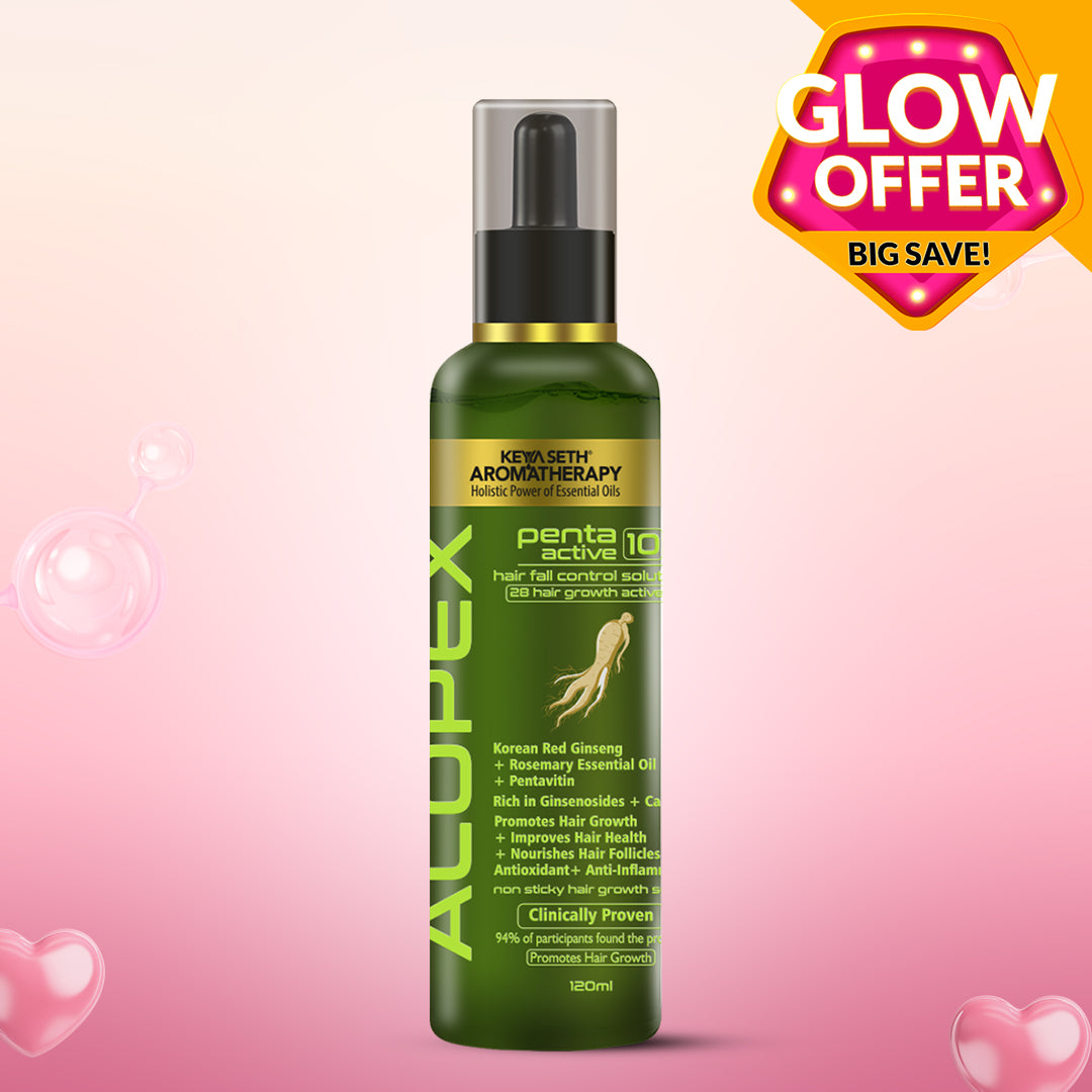 Alopex Penta Active 10, Solution for New Hair Growth & Hair Fall Control, Enriched with Korean Red Ginseng, Biotin & Vitamin E (Clinically Proven) - Keya Seth Aromatherapy