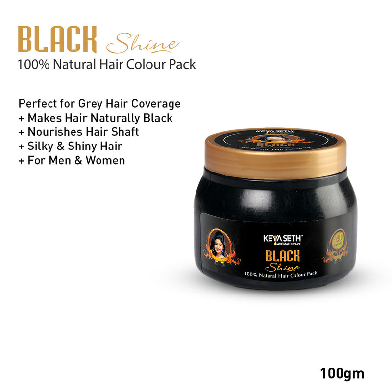 Hair Color Kit: Black Shine Hair Color Pack, Color Retaining Shampoo, Jojoba & Lavender Hair Spa & Aromatic Serum for Long-Lasting, Vibrant & Nourished Hair - Keya Seth Aromatherapy