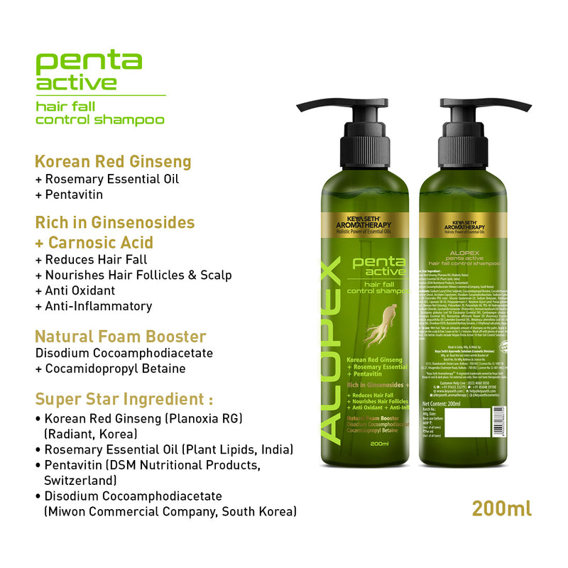 Hair Fall Treatment Kit For Dandruff- Alopex Penta Shampoo, Scalp Care Solution, Fights Dandruff & Itchiness, New Hair Growth - Keya Seth Aromatherapy