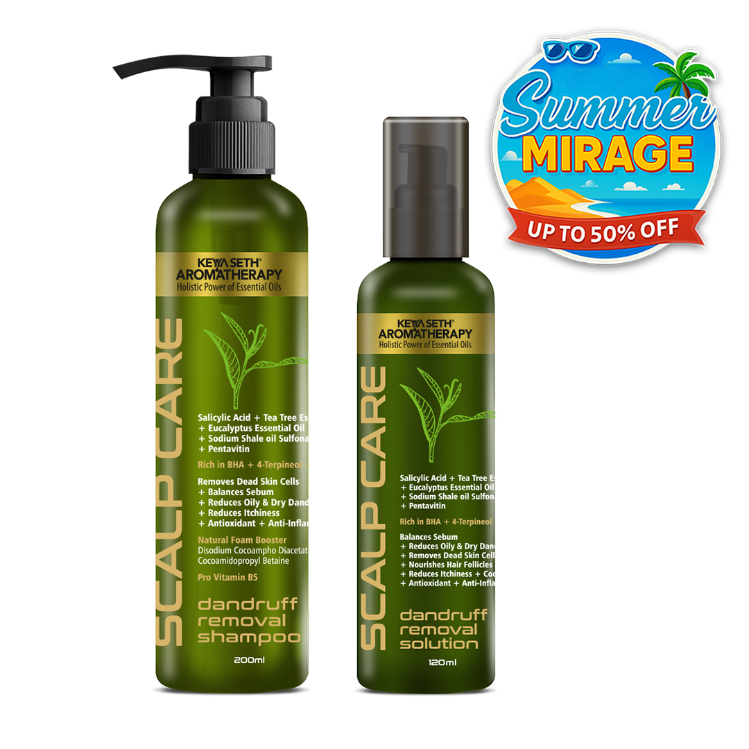 Anti Dandruff Treatment Kit–Shampoo & Solution with Salicylic, Tea Tree & Pentavitin - Keya Seth Aromatherapy