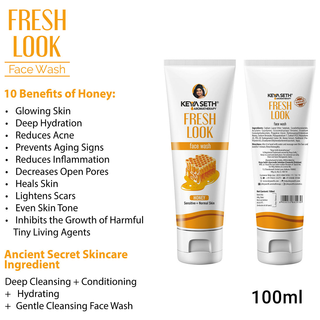 Honey Skin Care Routine for Dry & Combination Skin – Facewash, Toner, Gel Moisturizer, SPF 60 For Hydrate, Minimize Pores, Strengthen Barrier & Protect - Keya Seth Aromatherapy