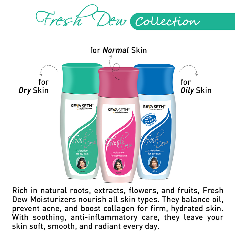 Fresh Dew Daily Face Moisturizer Quick Absorbing Non-Sticky, Flawless Skin Lotion for Dry Skin - Keya Seth Aromatherapy
