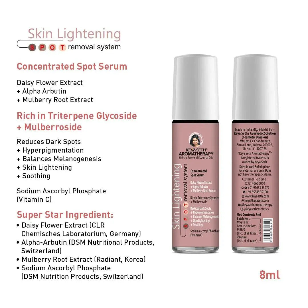 Daily Skincare Routine for Spot Removal & Hydration – Facewash, Serum, Moisturizer, SPF 30 Sunscreen With Hyaluronic Acid, Daisy Flower, Alpha Arbutin, Beetroot Extract, Mulberry Root Extract, Vitamin C & B5 to Fade Dark Spots, Scars & Even Skin Tone - Keya Seth Aromatherapy