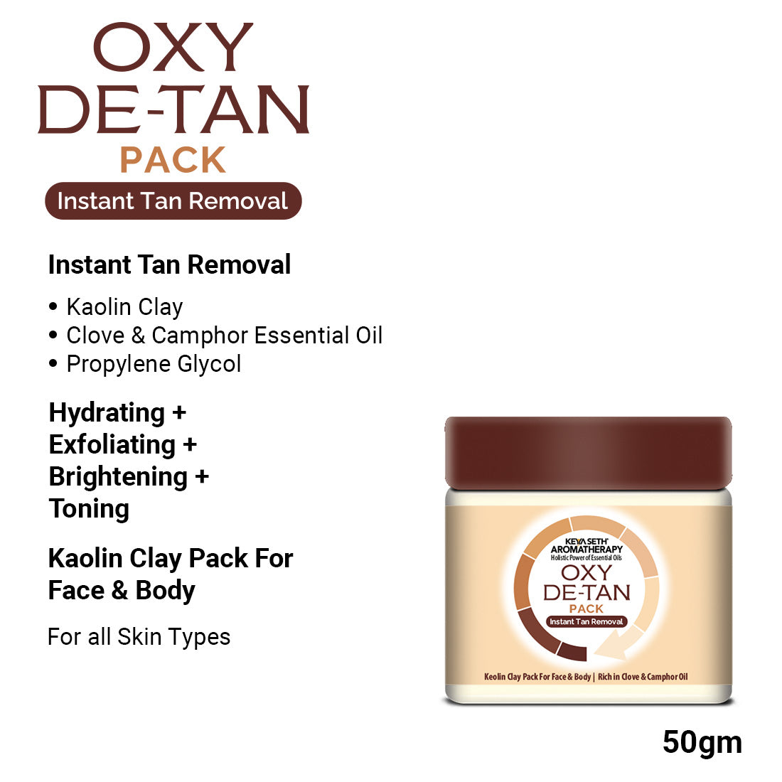 Tan Removal Skincare Routine – Facewash, Serum, Face Pack & SPF 60 to Exfoliate, Brighten, Fade Tan, Dark Spots & Protect from Sun Damage - Keya Seth Aromatherapy