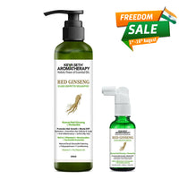 Korean Hair Growth Serum Treatment Kit – Mild Foaming Shampoo & Hair Serum with Red Ginseng, Caffeine, Pentavitin & Vitamin E for Hair Fall Control, DHT Block & Scalp Nourishment