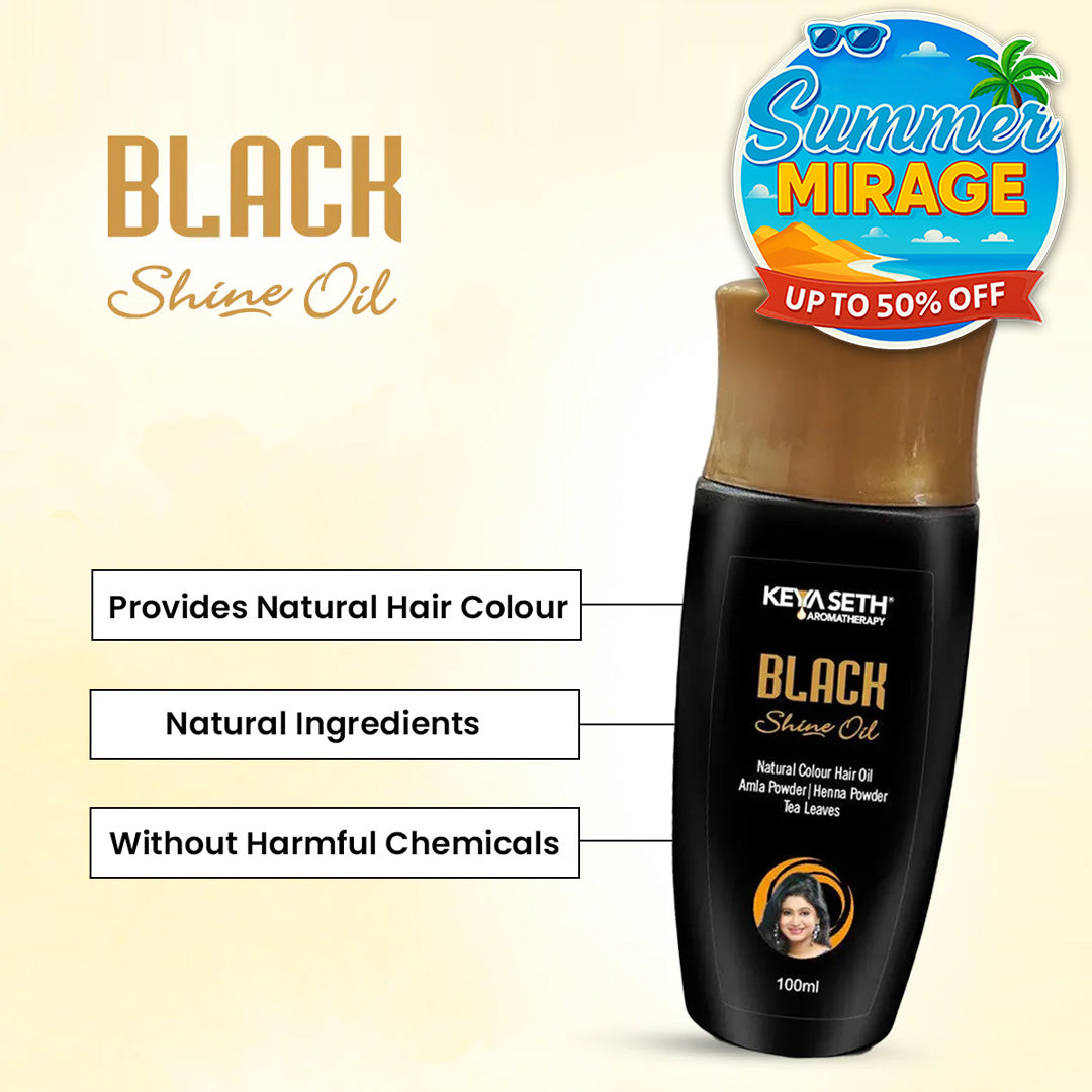 Black Shine Oil-Natural Hair Colour Gel-Based Dye for Grey Coverage, Men & Women - Keya Seth Aromatherapy