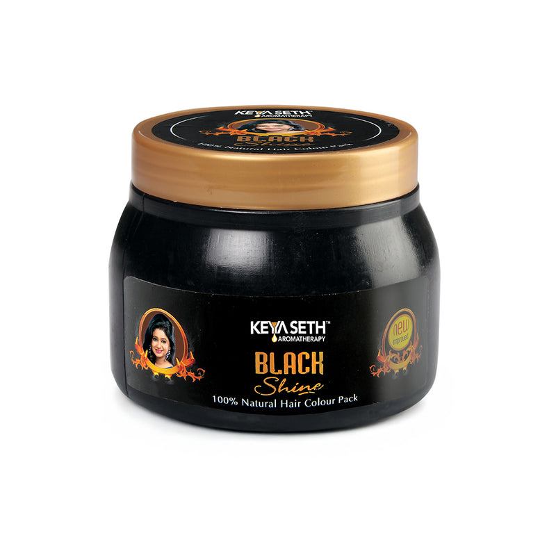 Black Shine Hair Pack Natural Hair Colour, Dye with Ayurvedic Herbs, Men & Women - Keya Seth Aromatherapy