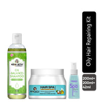 Oily Hair Repair Kit: Lemon & Lavender Shampoo, Jojoba & Rosemary Hair Spa & Aromatic Serum for Balanced, Voluminous & Frizz-Free Hair - Keya Seth Aromatherapy