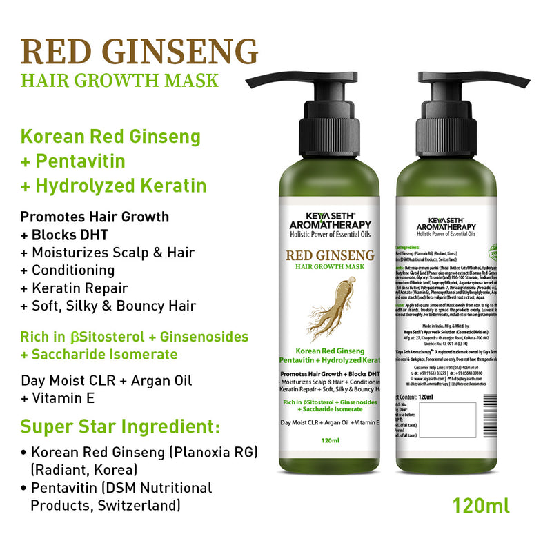 Korean Red Ginseng Hair Growth Combo Kit – Shampoo & Serum, Blocks DHT, Hydrates & Nourishes Hair & Scalp, Pentavitin, Caffeine, Vitamin B5, Promotes Hair Growth & Scalp Health - Keya Seth Aromatherapy