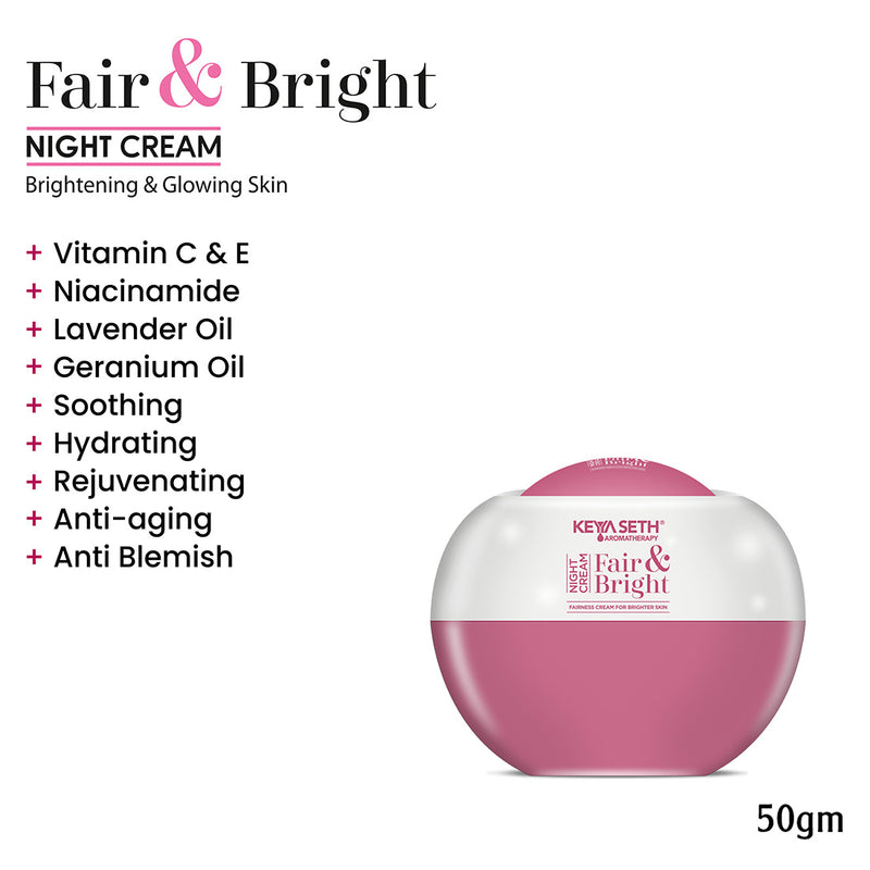 Fair & Bright Skincare Routine – Hydrating Facewash, Brightening Serum, Day/Night Cream & SPF 60 for Radiance & Spot Control - Keya Seth Aromatherapy
