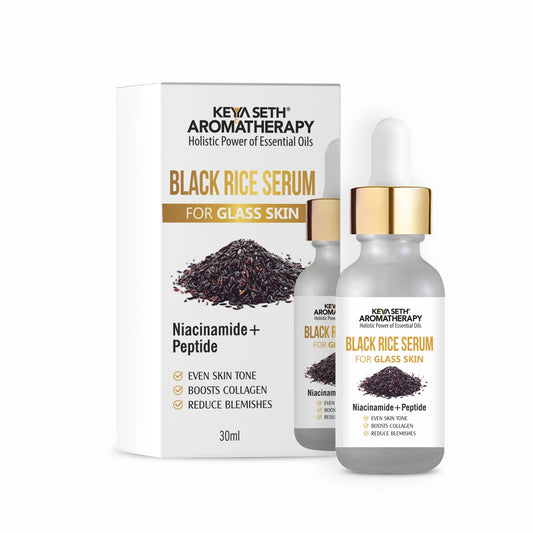 Black Rice Serum for Clear Glass Skin with Black Rice, Niacinamide & Peptide Reduces Blemishes, Boost Collagen & Even Complexion for Men/Women 30ml, Face Serum, Keya Seth Aromatherapy