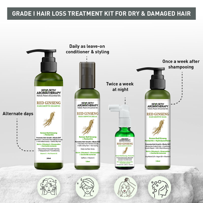Korean Red Ginseng Hair Growth Combo Kit – Shampoo & Serum, Blocks DHT, Hydrates & Nourishes Hair & Scalp, Pentavitin, Caffeine, Vitamin B5, Promotes Hair Growth & Scalp Health - Keya Seth Aromatherapy