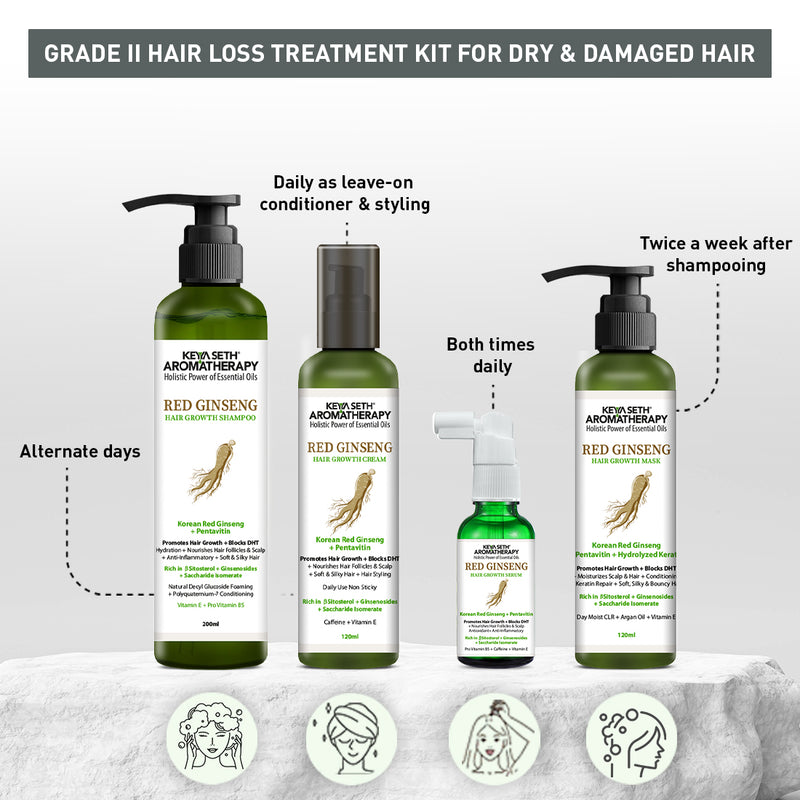 Korean Red Ginseng Hair Growth Combo Kit – Shampoo & Serum, Blocks DHT, Hydrates & Nourishes Hair & Scalp, Pentavitin, Caffeine, Vitamin B5, Promotes Hair Growth & Scalp Health - Keya Seth Aromatherapy