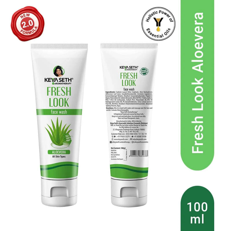 Fresh Look Aloe Vera Face Wash, with Lemon Essential Oil, Mild Hydrating, Moisturizing, Foaming, All Skin Types - Keya Seth Aromatherapy