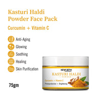Kasturi Haldi Powder Face Pack with Curcumin & Vitamin C for Soothing, Healing, Skin Purification, Anti-Aging, Acne Reduction & Glowing Skin - Keya Seth Aromatherapy