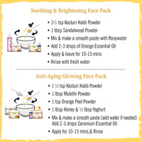 Kasturi Haldi Powder Face Pack with Curcumin & Vitamin C for Soothing, Healing, Skin Purification, Anti-Aging, Acne Reduction & Glowing Skin - Keya Seth Aromatherapy