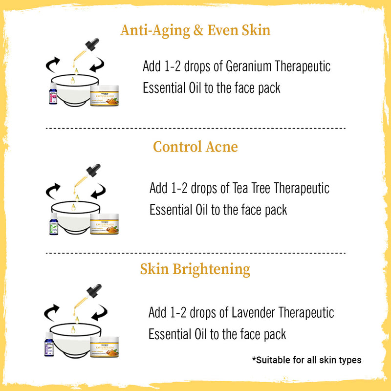 Kasturi Haldi Powder Face Pack with Curcumin & Vitamin C for Soothing, Healing, Skin Purification, Anti-Aging, Acne Reduction & Glowing Skin - Keya Seth Aromatherapy