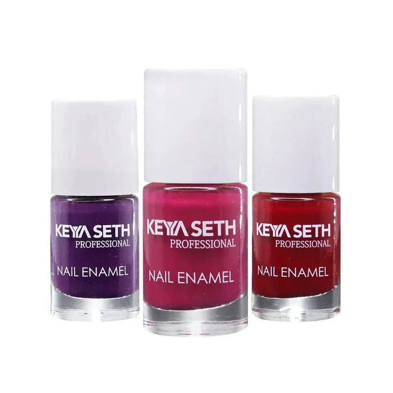 Grape Love + Flamingo + Crimson  Long Wear Nail Enamel Enriched with Vitamin E & Argan Oil - Keya Seth Aromatherapy