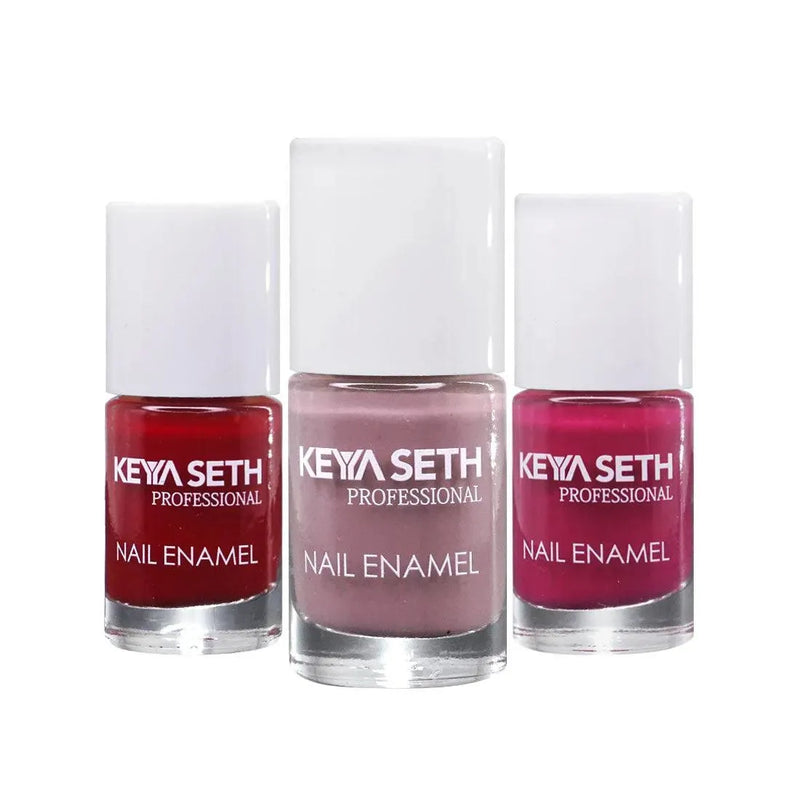 Crimson + Café Nude + Flamingo  Long Wear Nail Enamel Enriched with Vitamin E & Argan Oil - Keya Seth Aromatherapy