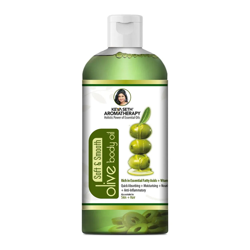 Soft & Smooth Body Oil, Quick Absorbing Non-Sticky Nourishment I Hair & Skin, Daily Use After Bath Massage Oil I Pure Olive & Essential Oils Enriched - Keya Seth Aromatherapy