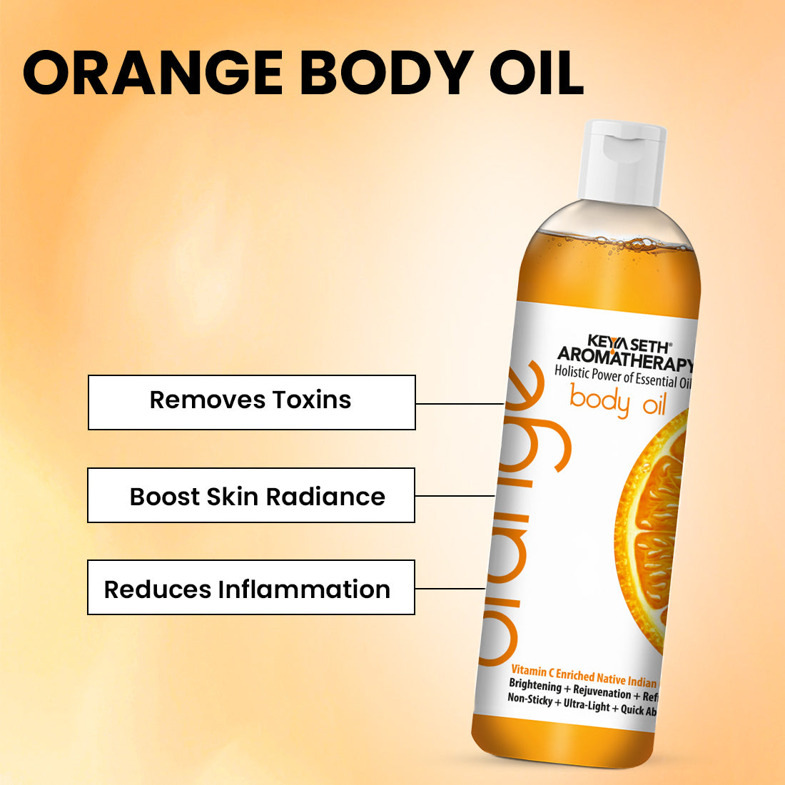 Orange Body Oil, Vitamin C Enriched, Brightening, Rejuvenating & Refreshing - Keya Seth Aromatherapy