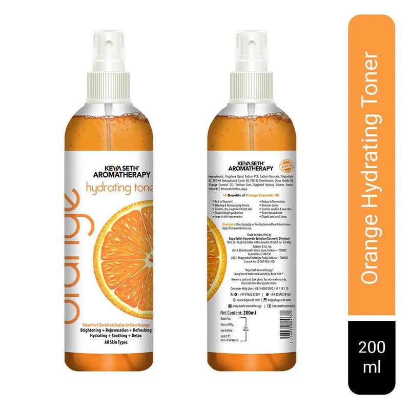 Orange Hydrating Toner, Vitamin C Enriched, Brightening, Rejuvenating, Refreshing, Soothing & Detox for All Skin Types, Orange Essential Oil