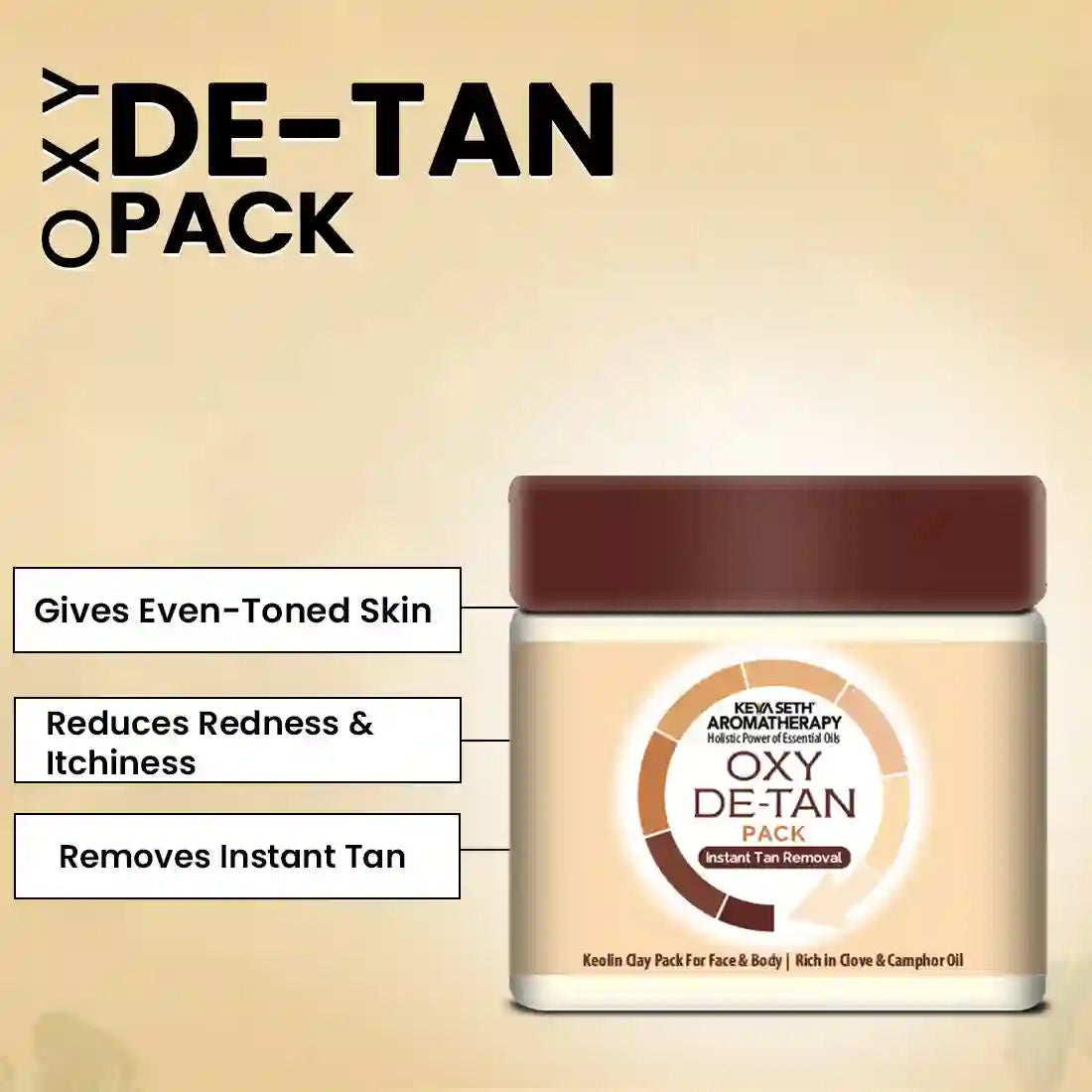 Oxy De Tan Removal for Glowing & Lighting oil Control, Anti Acne & Pimples Blemishes Pigmentation De Tan pack for Face & Body – No Ammonia & Blech - Keya Seth Aromatherapy