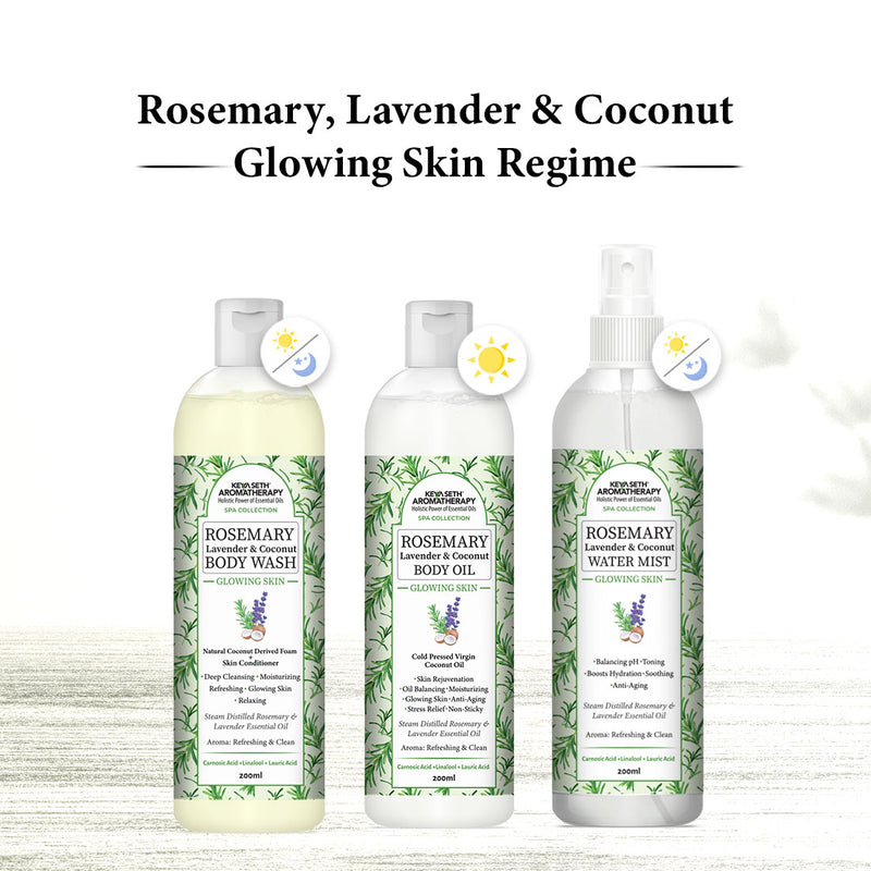 Rosemary Lavender Coconut Water Mist Spray Face Toner, Glowing Skin Hydration Soothing Anti Aging, Distilled Essential Oil