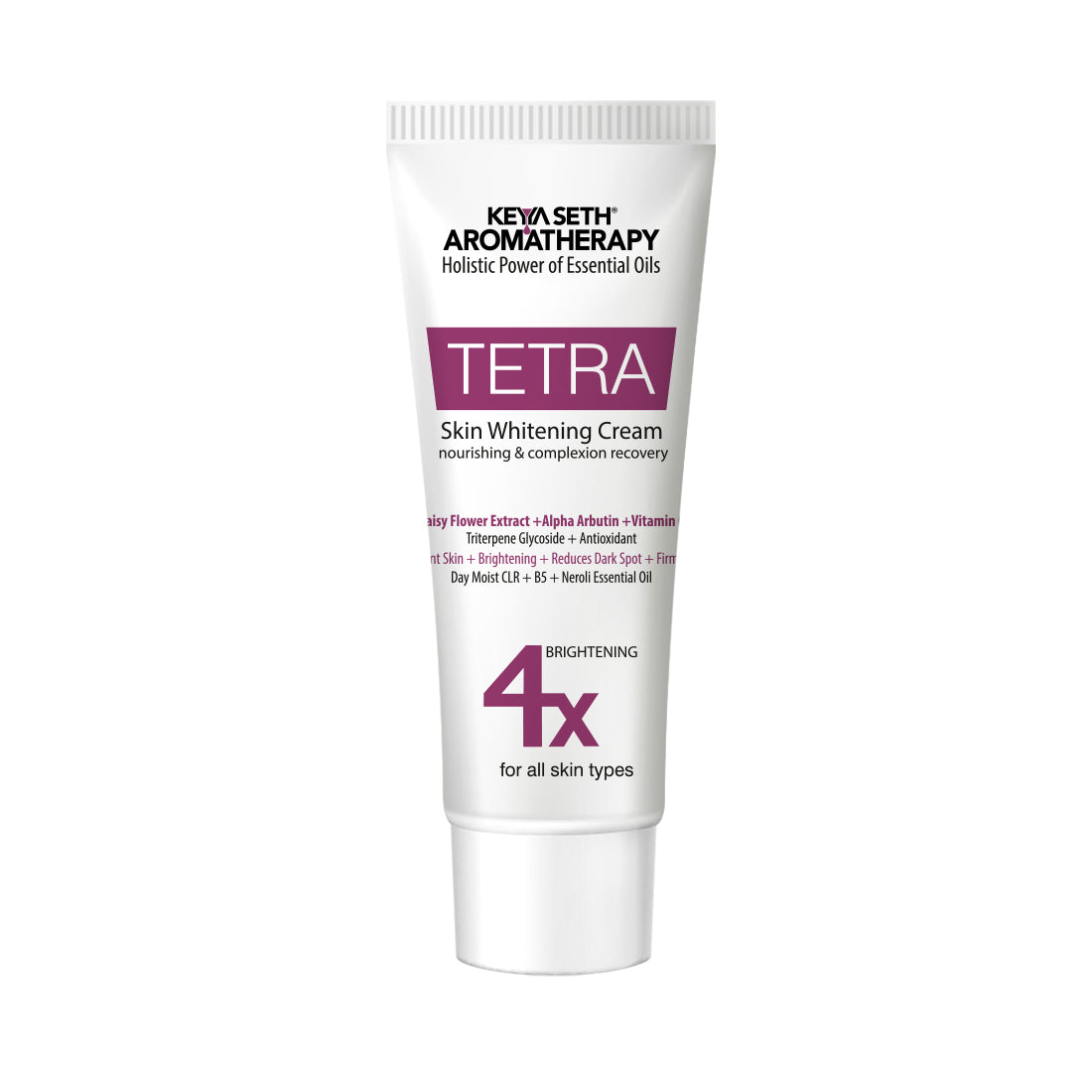 Tetra Skin Whitening Cream, Alpha Arbutin, Niacinamide, Vitamin C, Daisy Extract & Neroli for Radiant Glow & Luminous Complexion, Age Spots & Melasma - Keya Seth Aromatherapy