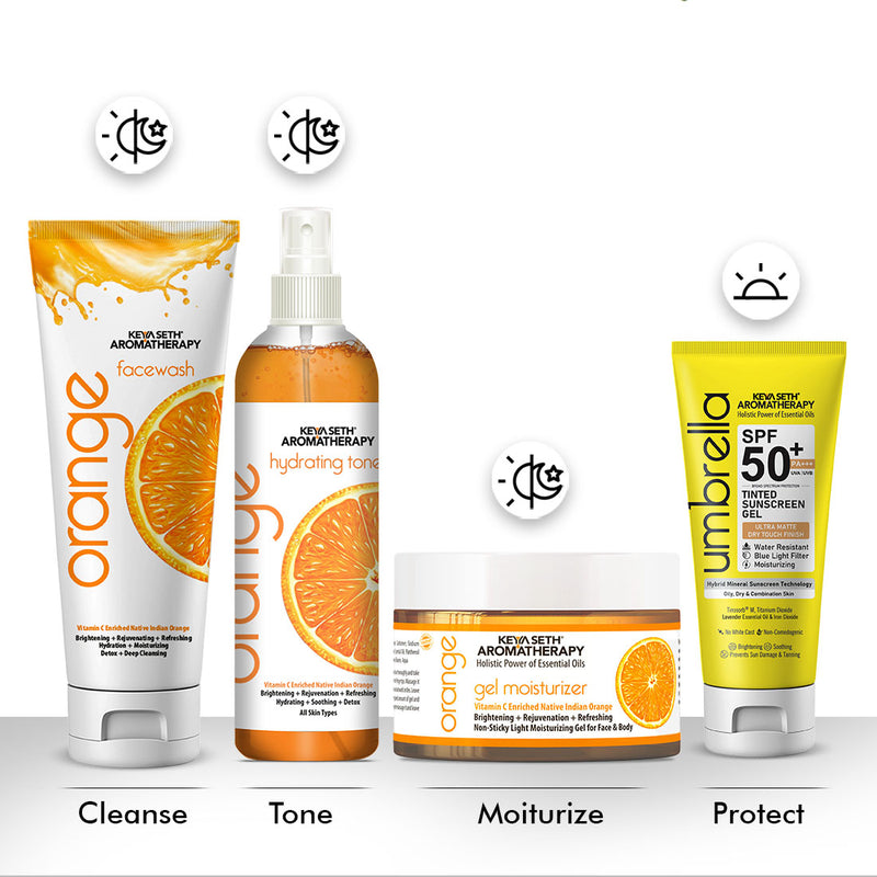 Umbrella Tinted Mineral Sunscreen Gel SPF50 PA+++ Moisturizing, Water-Resistant, Blue Light Filter, Water-Resistant, Dry Touch, No White Cast, Tinosorb M + Titanium Dioxide - Keya Seth Aromatherapy