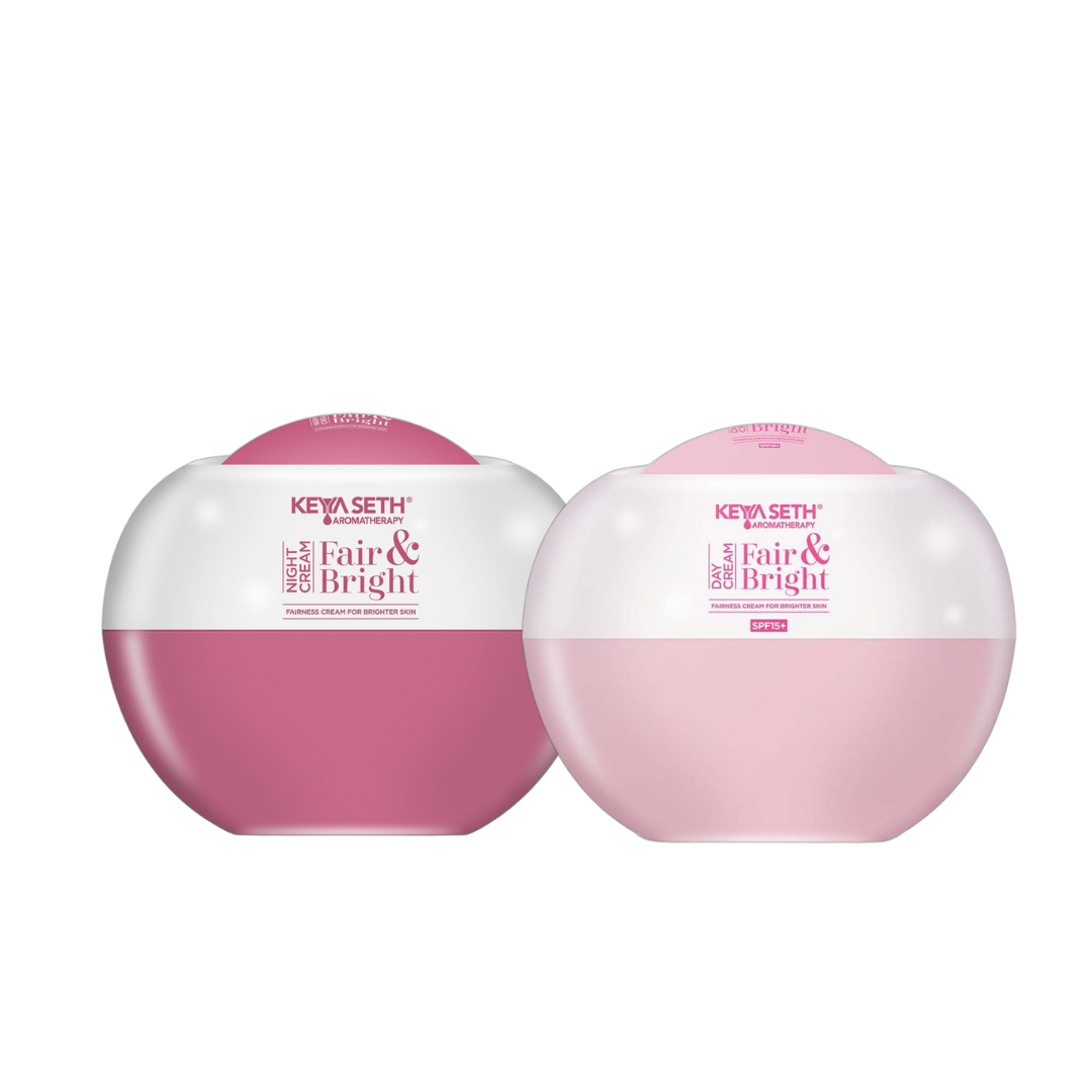 "Fair & Bright" Day & Night Cream Combo - Skin Brightening, Whitening, Nourishing ,Overnight Repair Fairness Moisturizer Enriched with Essential Oil. - Keya Seth Aromatherapy