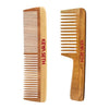 Handmade Neem Wooden Comb for Women Detangling, Anti-Static, Frizz Control, Hair Growth, Suitable for All Hair Types Dual Tooth & Large Size Wide Tooth with Handles Combo - Keya Seth Aromatherapy