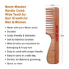 Handmade Neem Wooden Comb for Women: Detangles, Controls Frizz, Anti-Static, Promotes Hair Growth, Suitable for All Hair Types Dual & Wide Tooth with Handle Combo - Keya Seth Aromatherapy