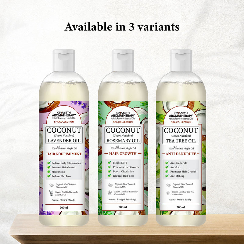 1% Tea Tree & 99% Coconut Oil – Cold Pressed, Promotes Hair Growth, Controls Hair Fall, Dandruff & Lice, Soothes Itching - Keya Seth Aromatherapy