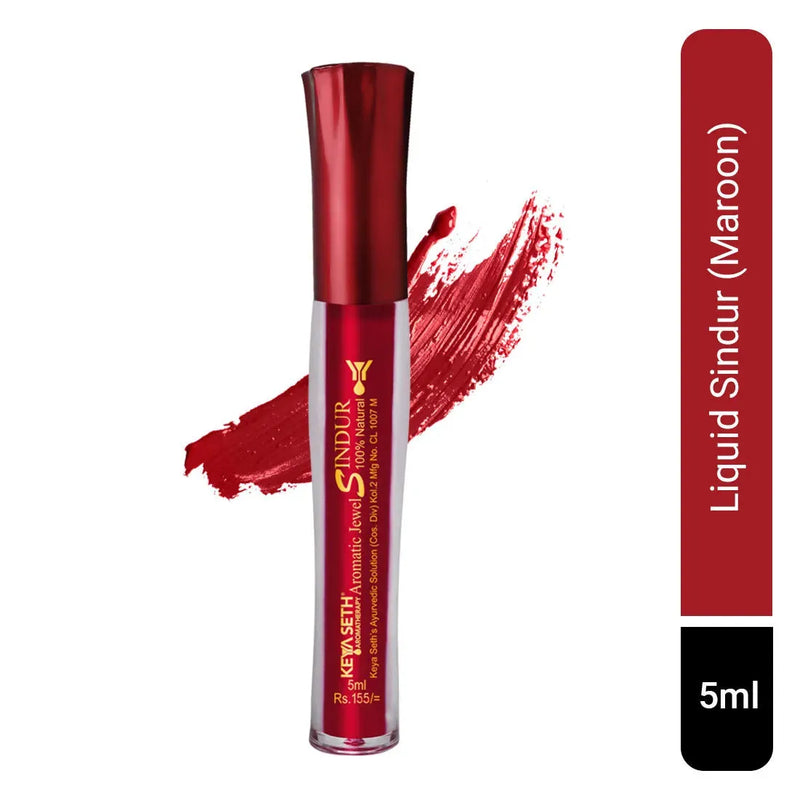 Aromatic 100% Natural Liquid Sindoor (Maroon) - Long lasting & Waterproof with Floral Pigment - Keya Seth Aromatherapy