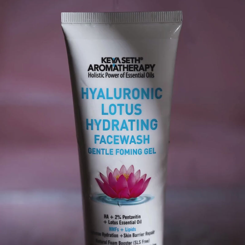 Hyaluronic Lotus Hydrating Facewash, 2 % Pentavitin + Natural Glucoside Foaming, NMFs + Lipids, Skin Barrier Repair, Gentle SLS Free - Keya Seth Aromatherapy