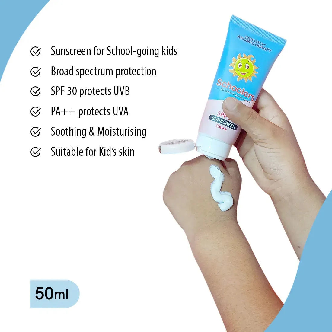 Schoolers Sunscreen SPF 30 PA++ for Kids Mineral Based Lotion -Paraben & Sulfate Free - Keya Seth Aromatherapy